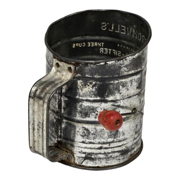 Bromwell's 3 Cup Measuring Flour Sifter Metal Vintage Rustic Kitchen Utensil - Picture 8 of 9
